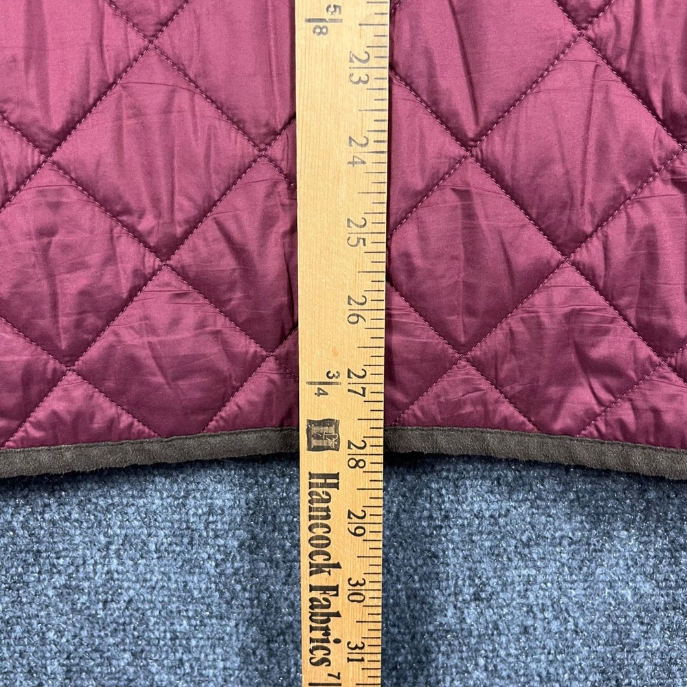Peter Millar Quilted Vest Mens XL Burgundy Essex Fleece Lined Snap Front Pockets - Picture 11 of 12